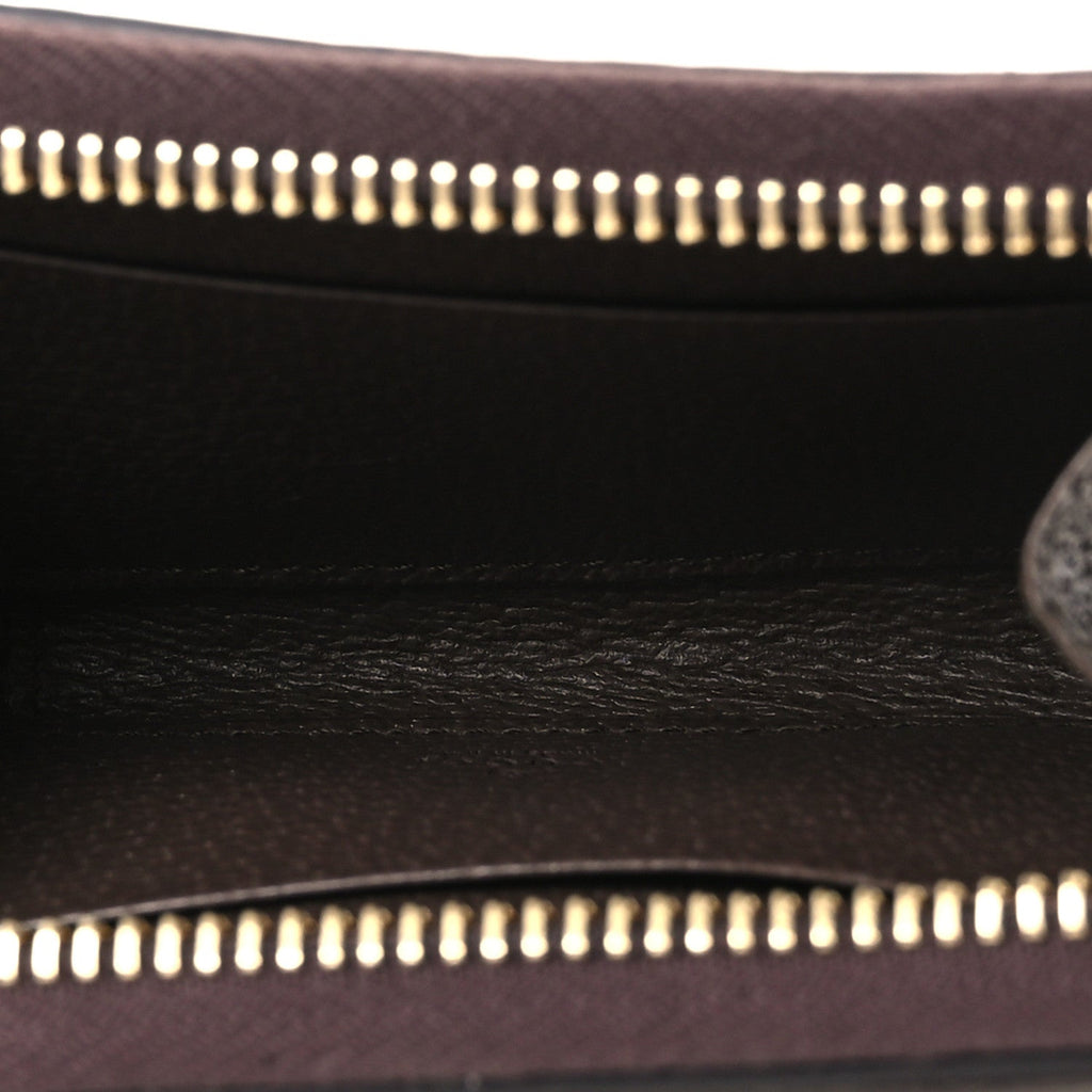 GG Supreme Monogram Textured Dollar Calfskin Web Ophidia Zip Around  Case Wallet Beige Ebony New Acero
