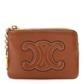 Smooth Calfskin Cuir Triomphe Coin and  Pouch With Hook Tan