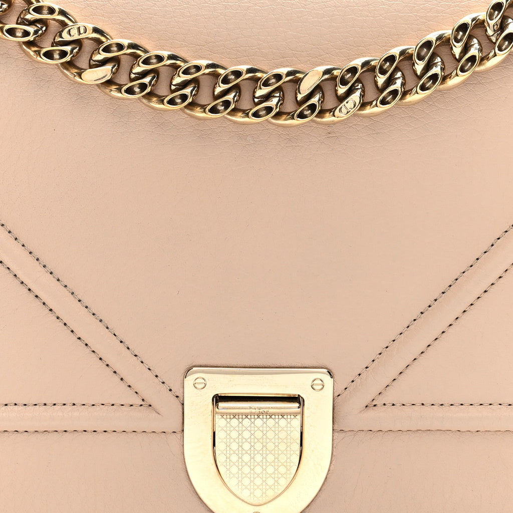 Grained Calfskin Medium Diorama Flap Bag Nude