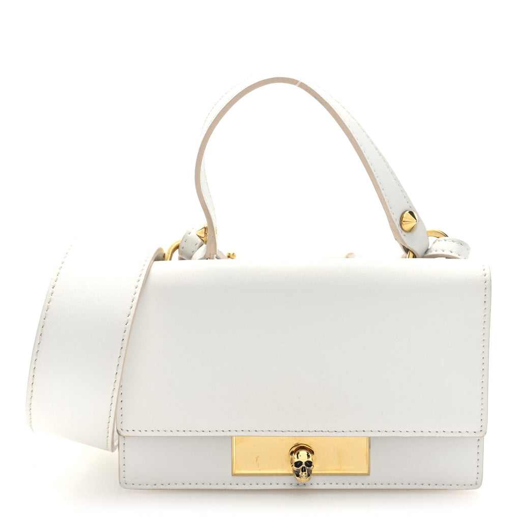 Calfskin Mini Skull Lock Shoulder Bag Deep Ivory