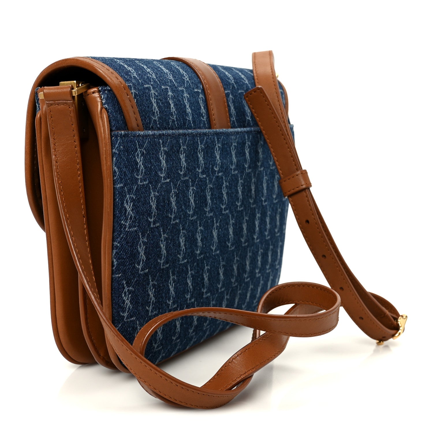 Denim All-Over Monogram Small Le Monogramme Satchel Navy Blue