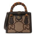 Monogram Jumbo GG Textured Dollar Calfskin Mini Diana Tote Bag Camel Ebony New Acero