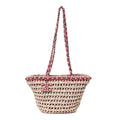 Mixed Fibers Calfskin Crochet Small Shopping Bag Beige Pink