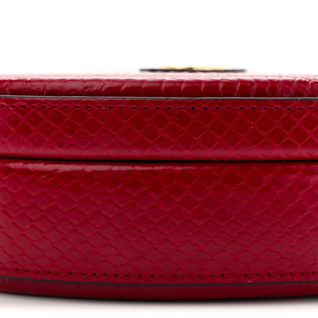 Snakeskin Broadway Mini Heart Top Handle Bag Rasberry Candy