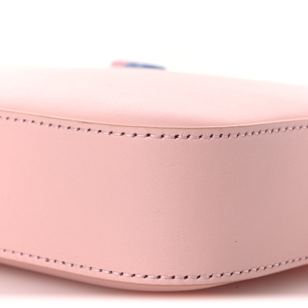 Dollar Calfskin Enamel Super Mini GG Marmont Chain Shoulder Bag Light Pink Blue
