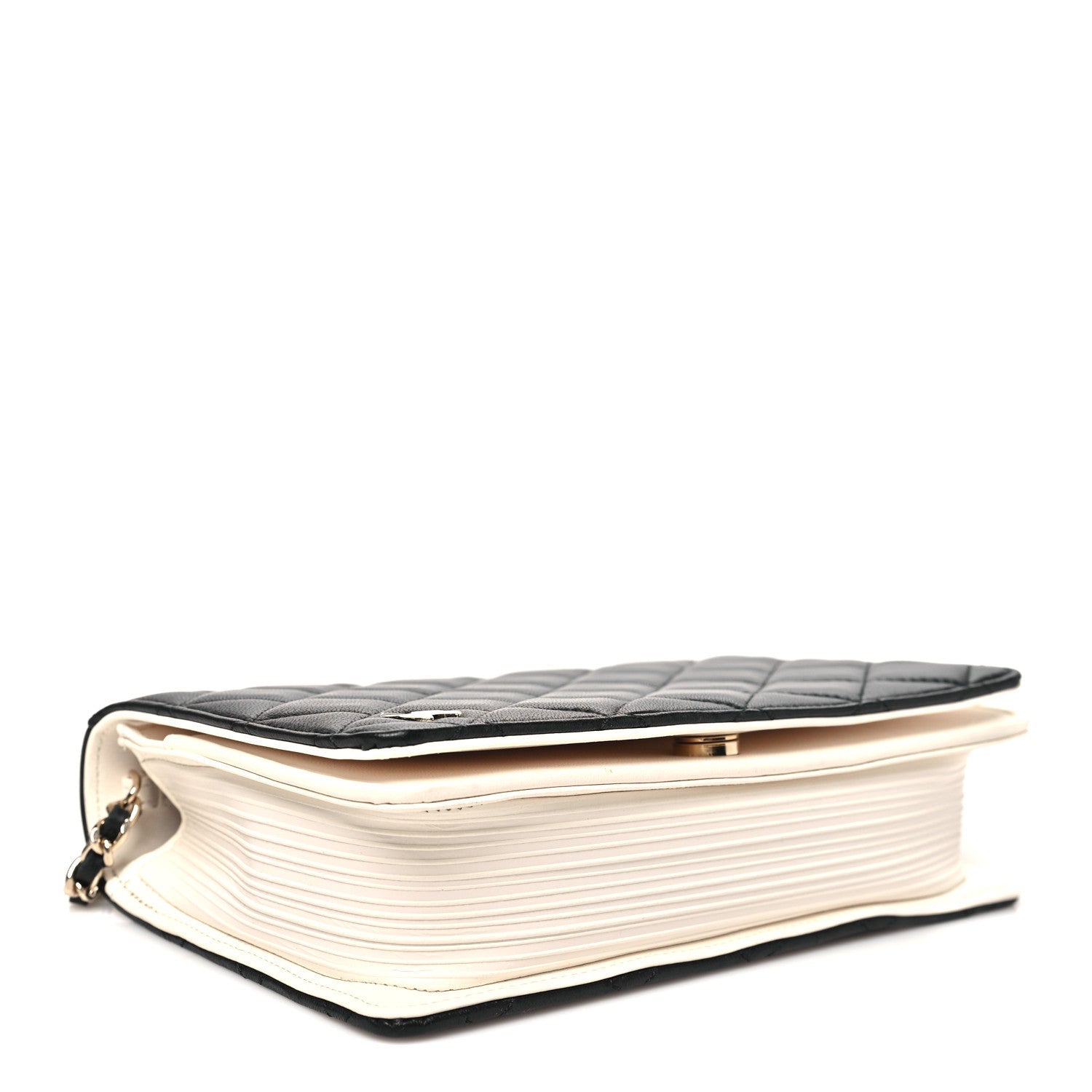 Lambskin Quilted Book Wallet On Chain WOC Black