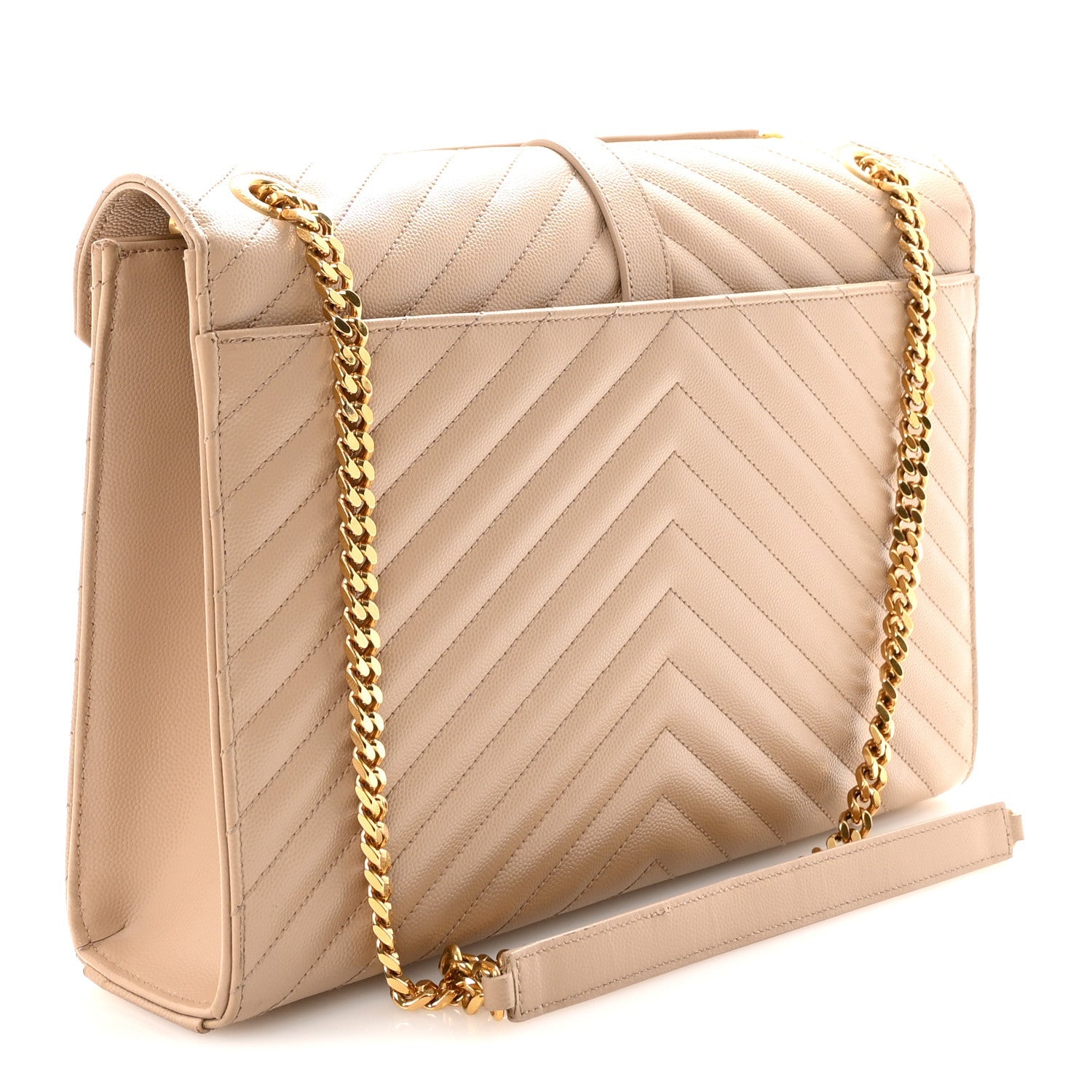 Grain De Poudre Matelasse Chevron Large Monogram Satchel Dark Beige