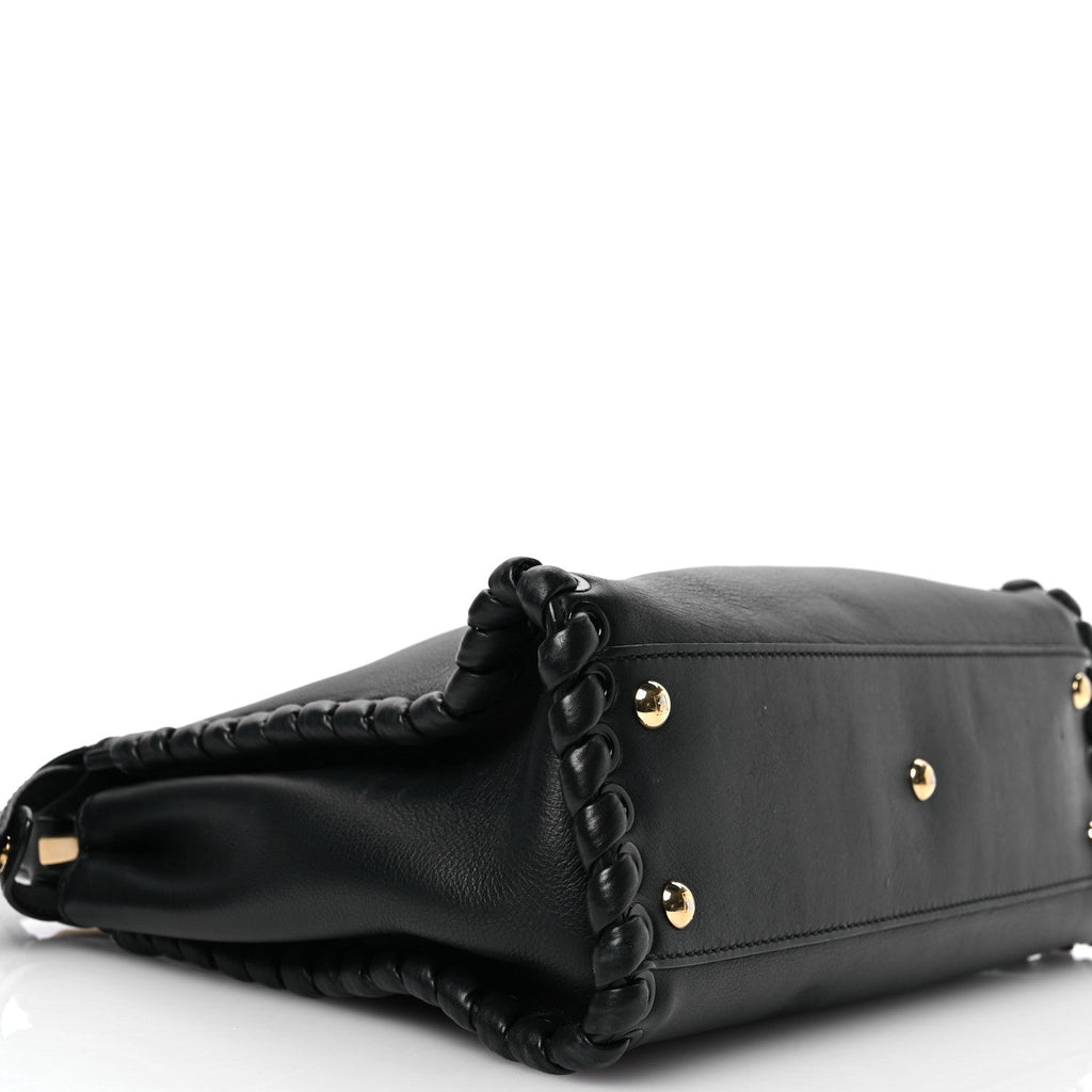 Vitello Seta Lace Up Medium Peekaboo Iconic Satchel Black