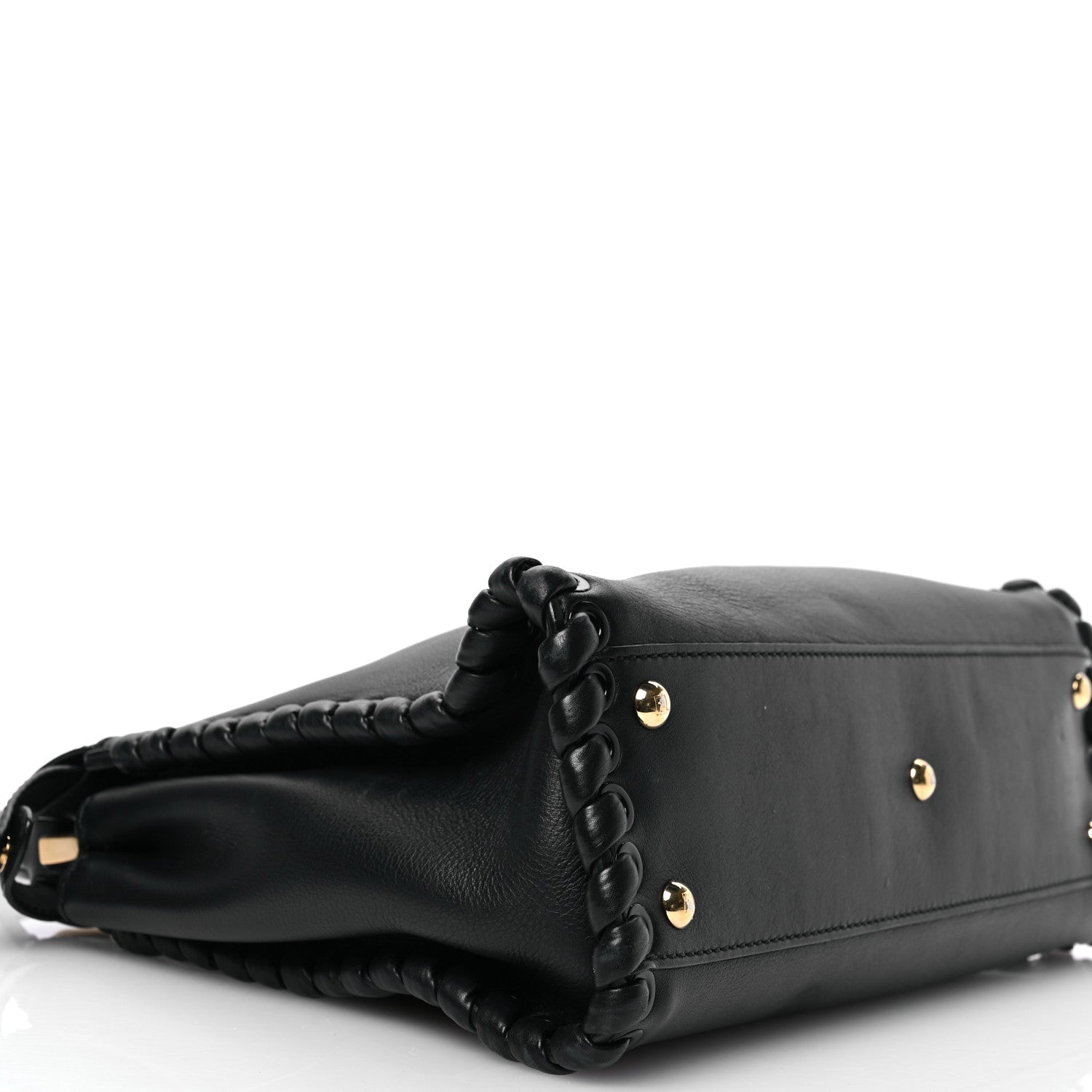 Vitello Seta Lace Up Medium Peekaboo Iconic Satchel Black