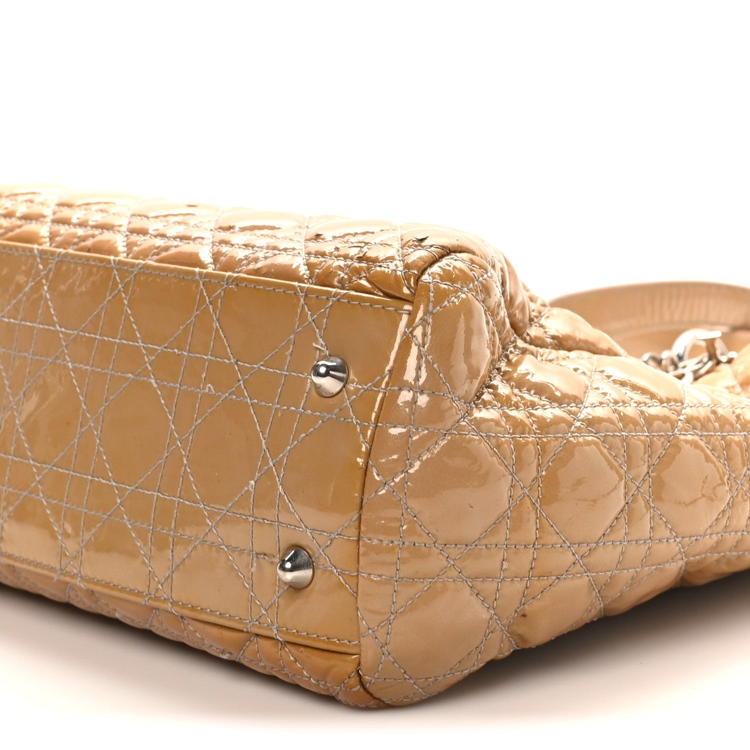 Patent Cannage Large Dior Soft Shopping Tote Beige