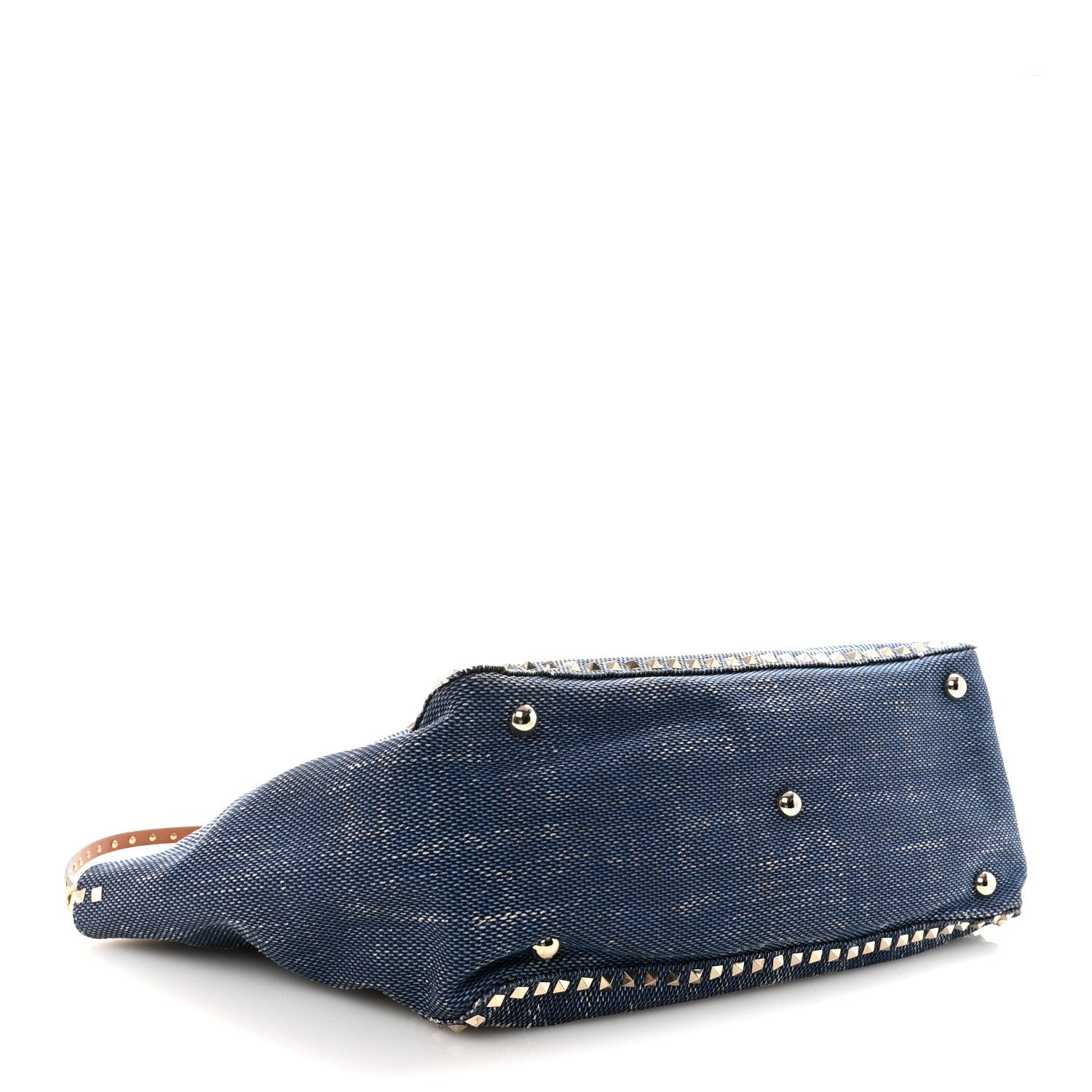 Denim Large Rockstud Tote Blue Brown