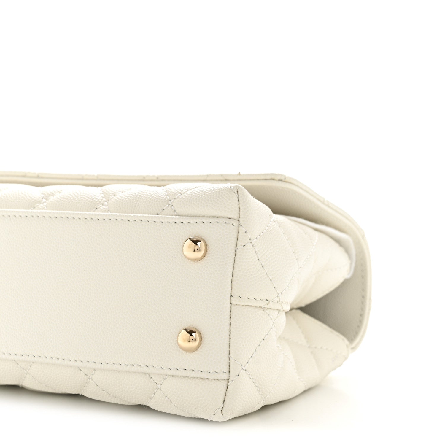 Caviar Quilted Mini Coco Handle Flap White
