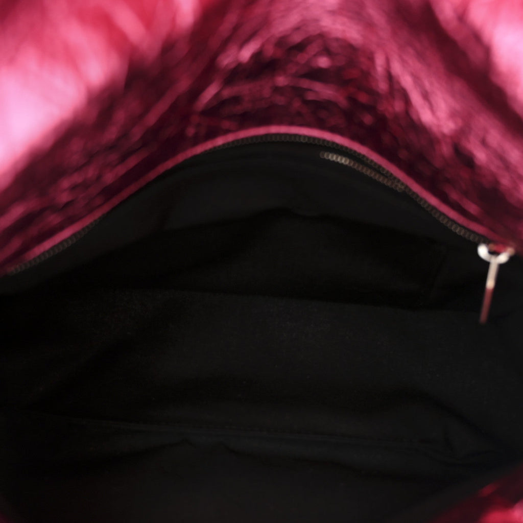 Metallized Crushed Calfskin Quilted Small Monaco Shoulder Bag Pink