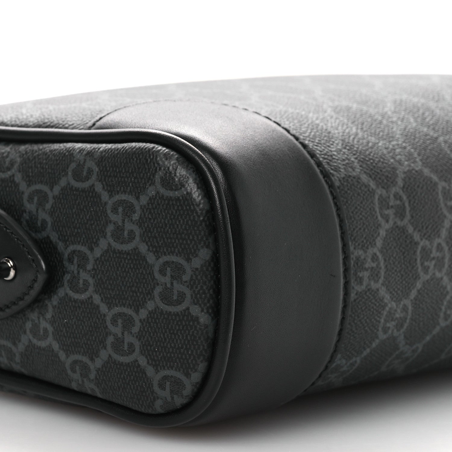 GG Supreme Monogram Textured Calfskin Emblem Small Crossbody Black