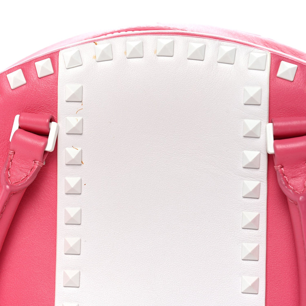 Vitello Colorblock Free Rockstud Top Handle Shoulder Bag Pink Optic White