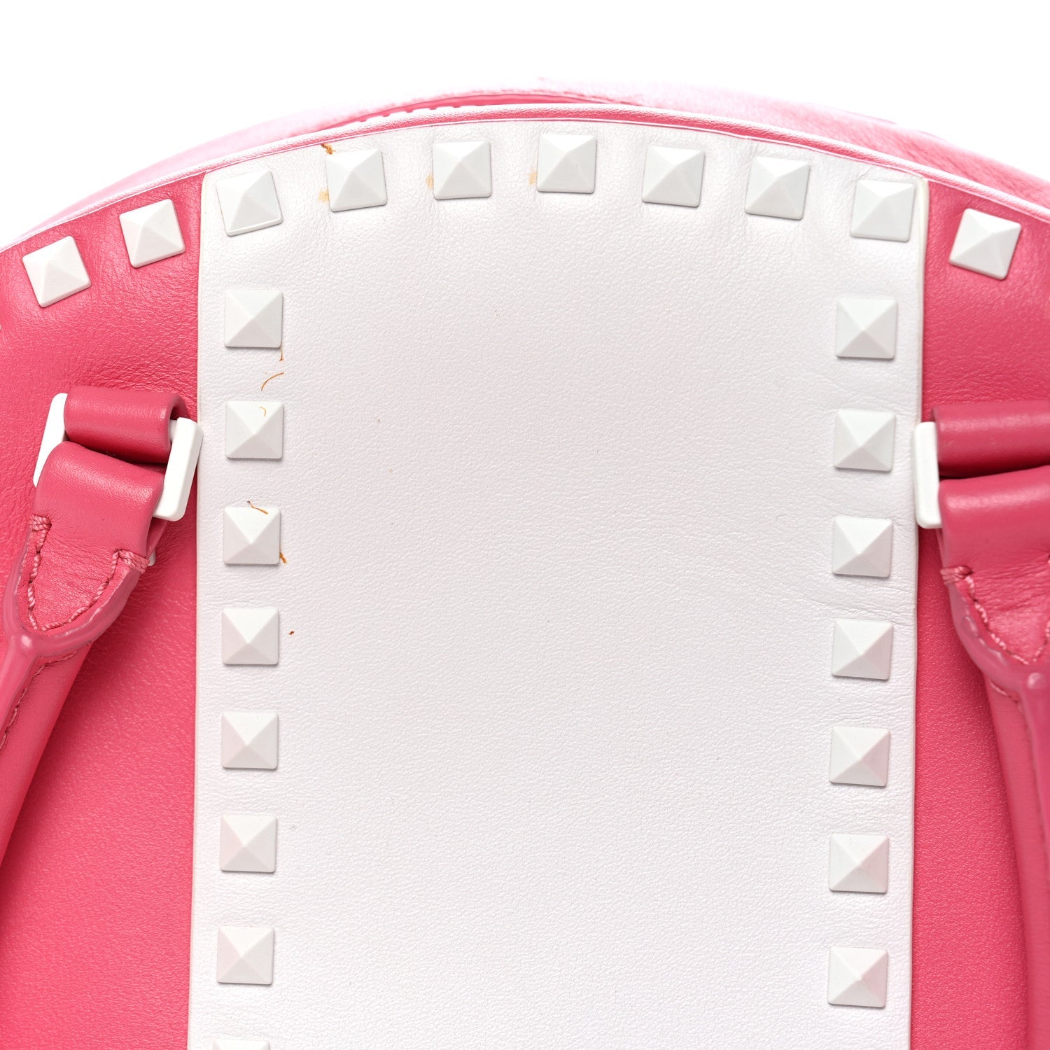 Vitello Colorblock Free Rockstud Top Handle Shoulder Bag Pink Optic White