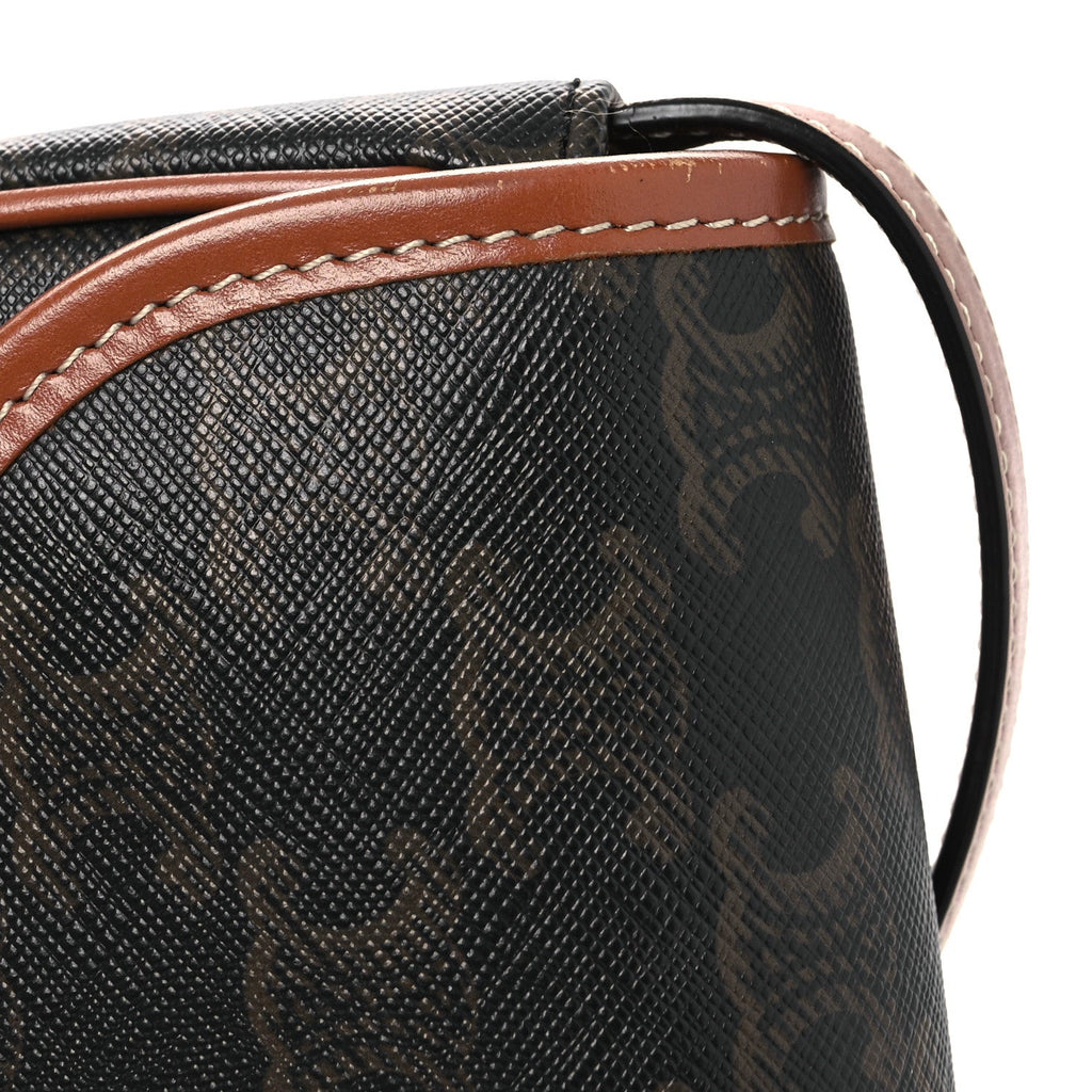 Canvas Calfskin Triomphe Mini Besace Tan