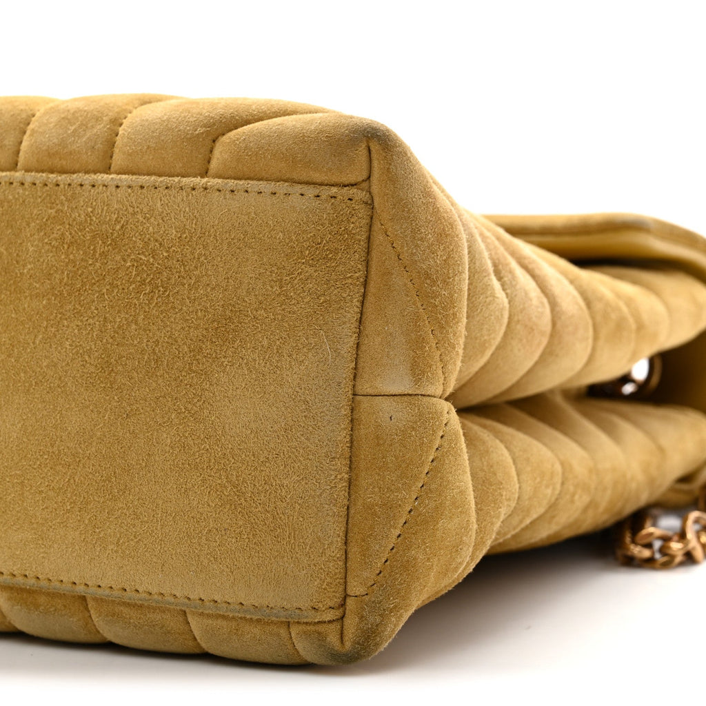 Suede Y Quilted Monogram Medium Loulou Chain Satchel Chartreuse