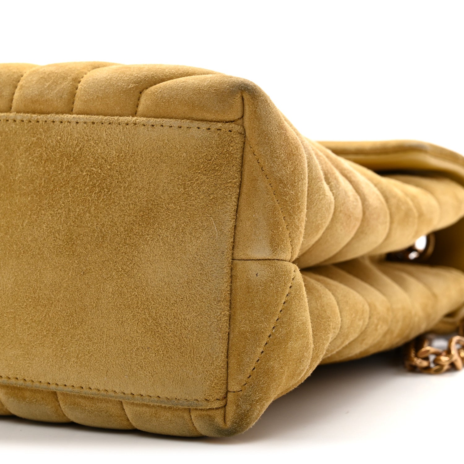 Suede Y Quilted Monogram Medium Loulou Chain Satchel Chartreuse
