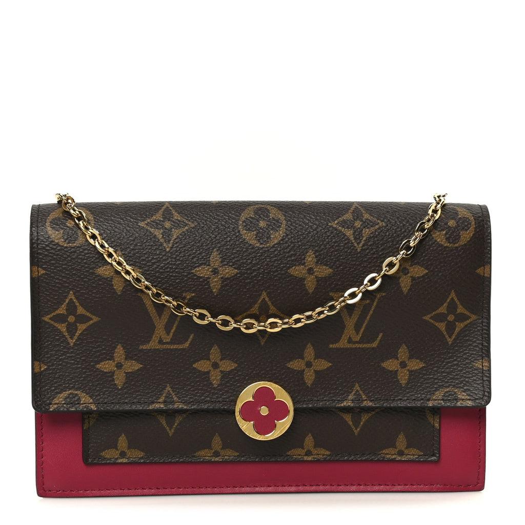 Monogram Flore Chain Wallet Fuchsia