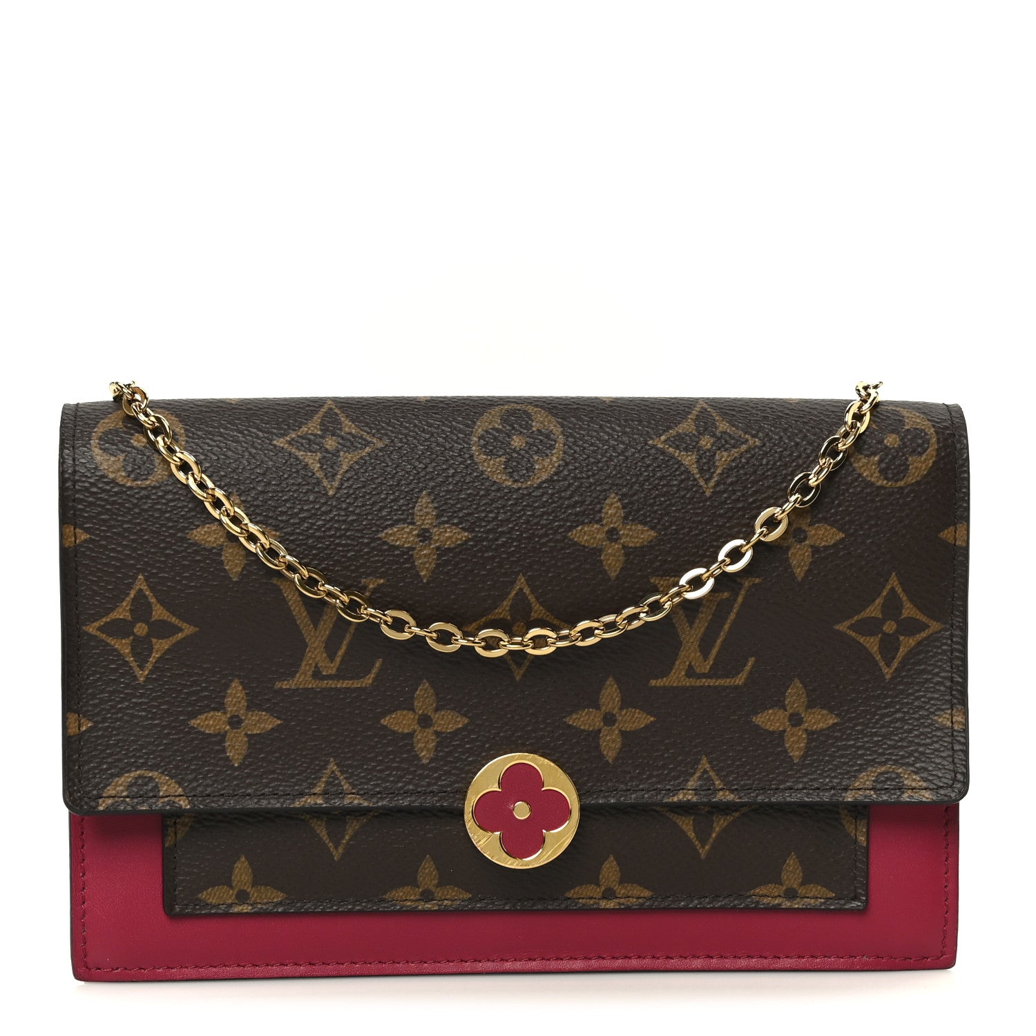Monogram Flore Chain Wallet Fuchsia