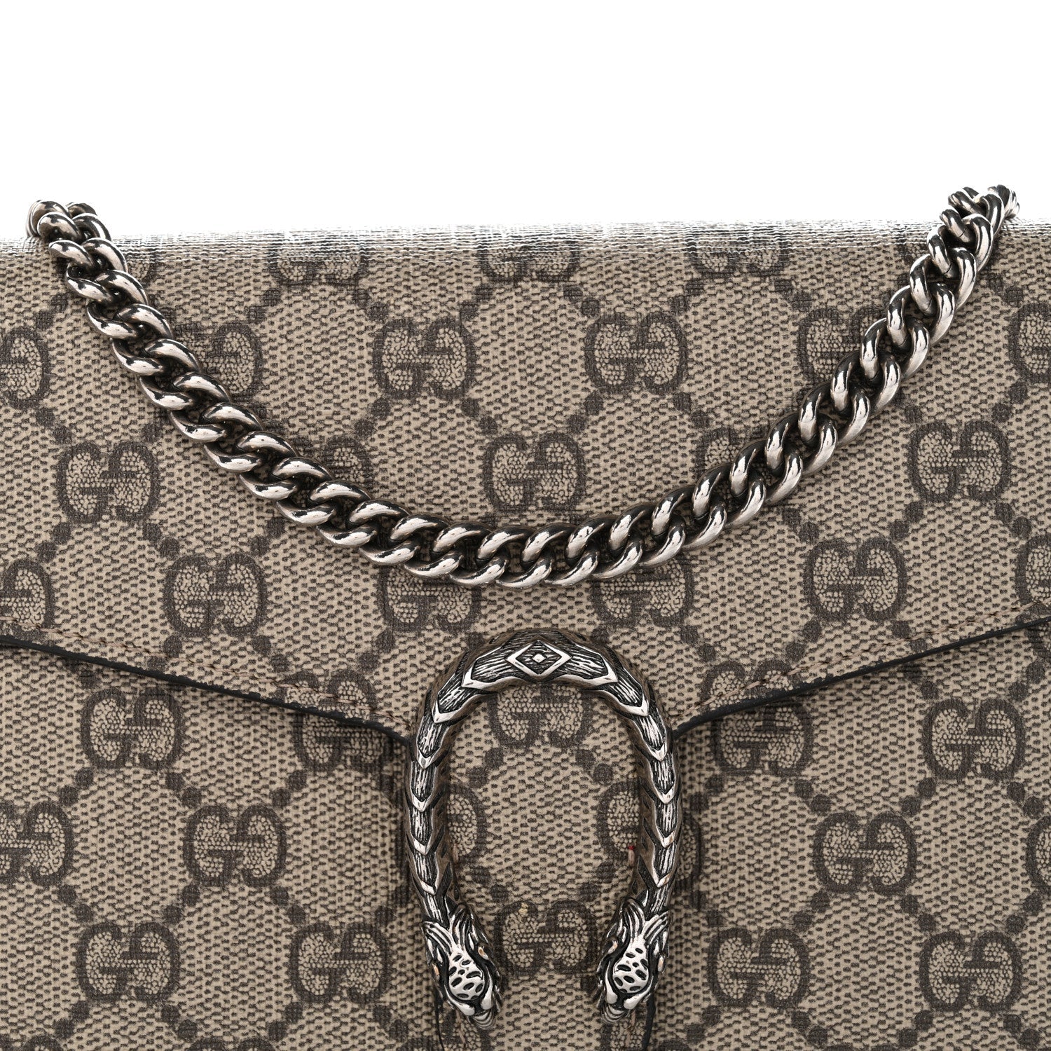 GG Supreme Monogram Mini Dionysus Chain Wallet Beige Vulcanic Red