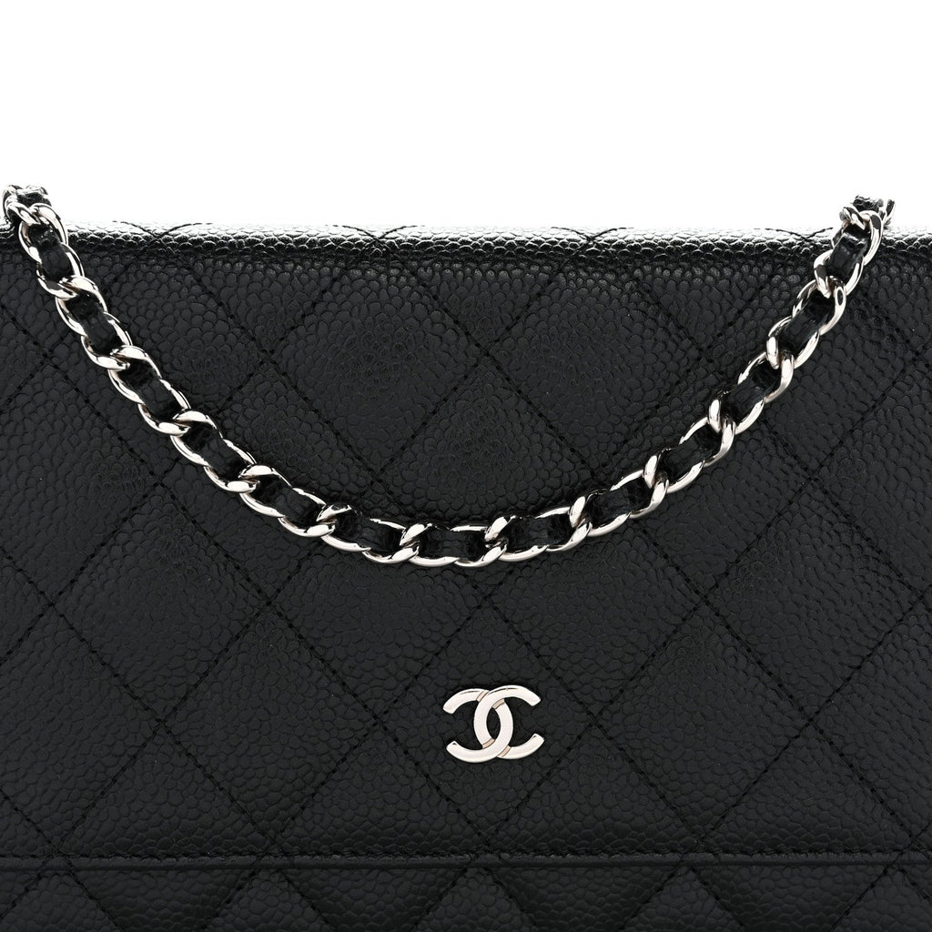 Caviar Quilted Wallet on Chain WOC Black