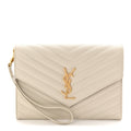 Grain De Poudre Matelasse Chevron Monogram Envelope Clutch Crema Soft