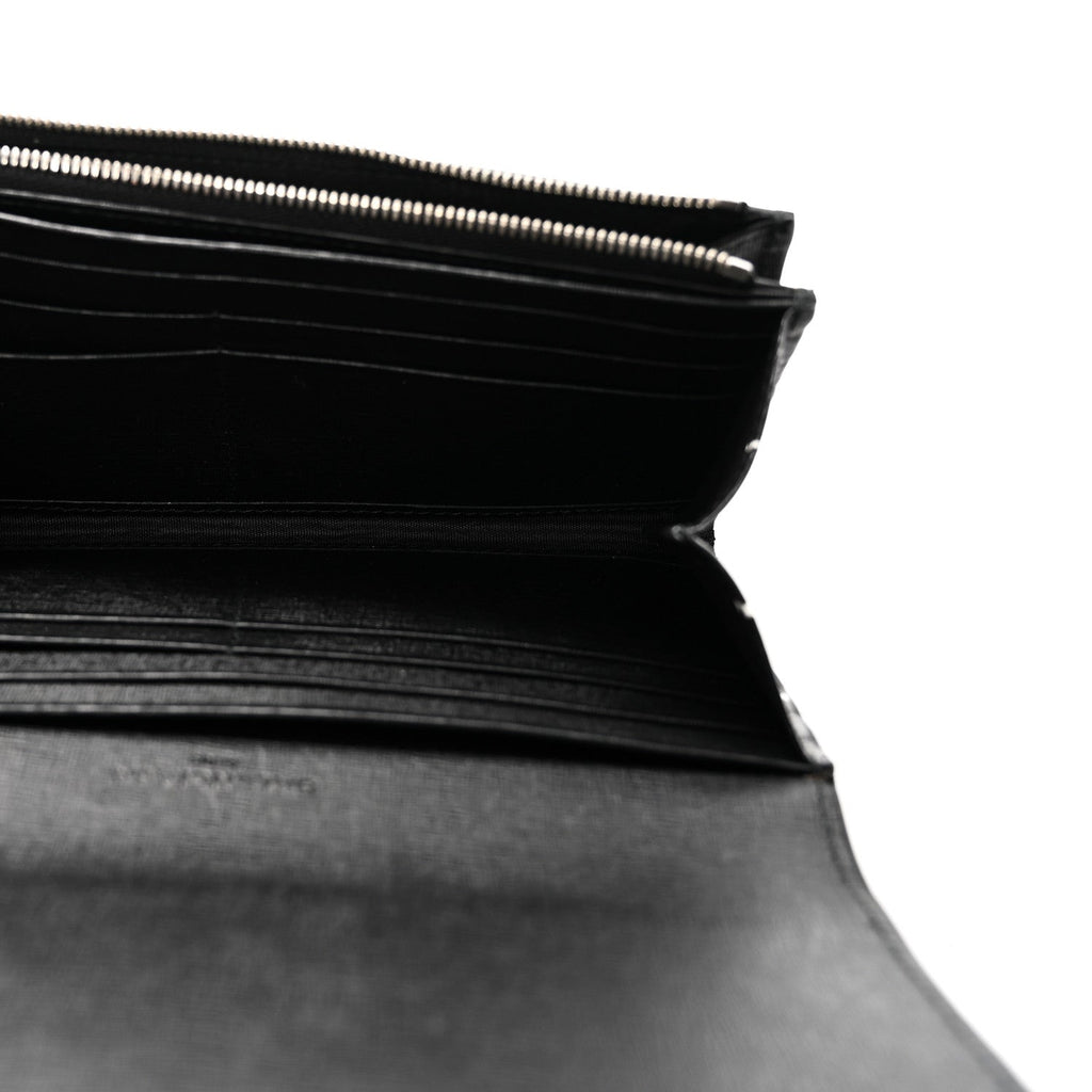 Saffiano Square Check Wallet Black White