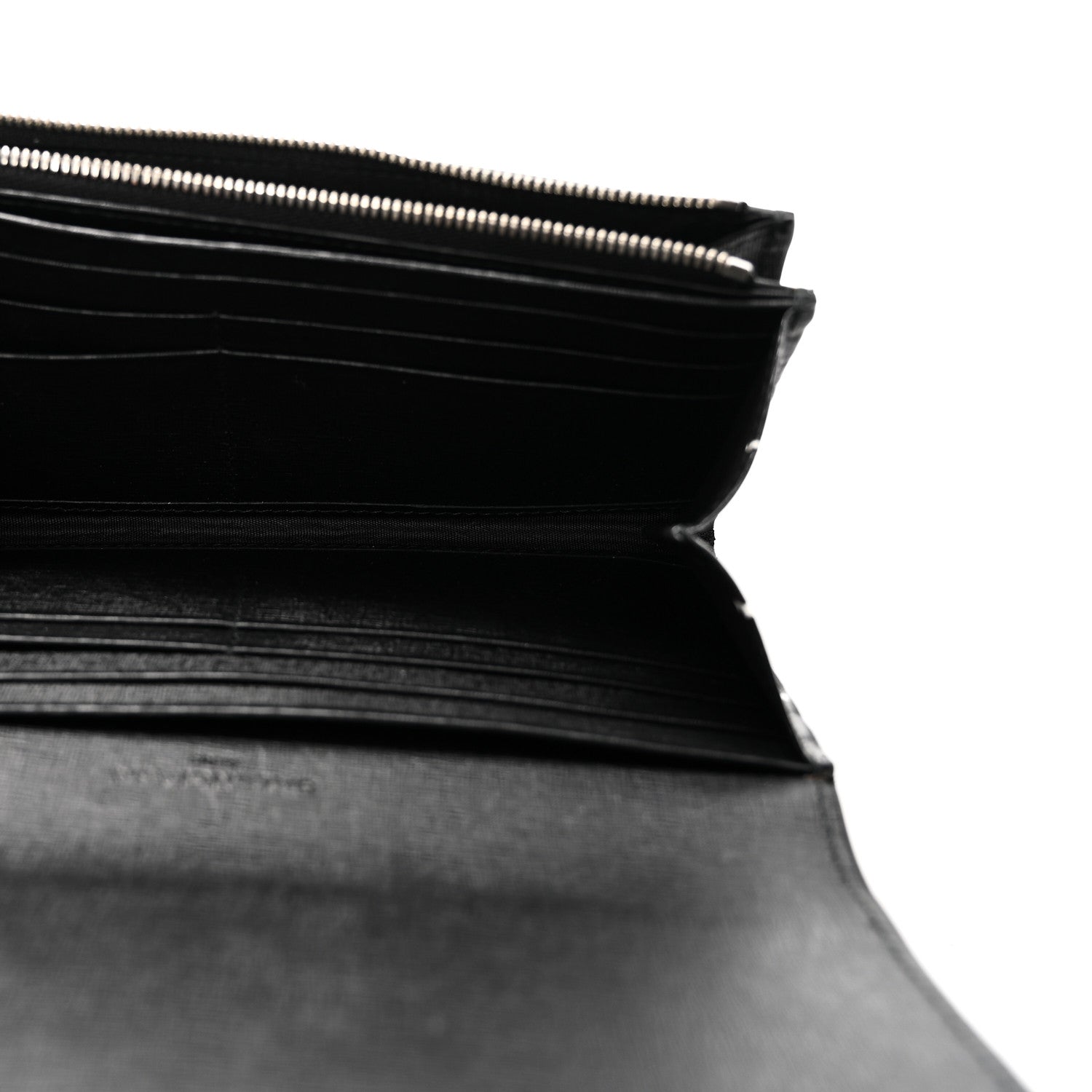 Saffiano Square Check Wallet Black White