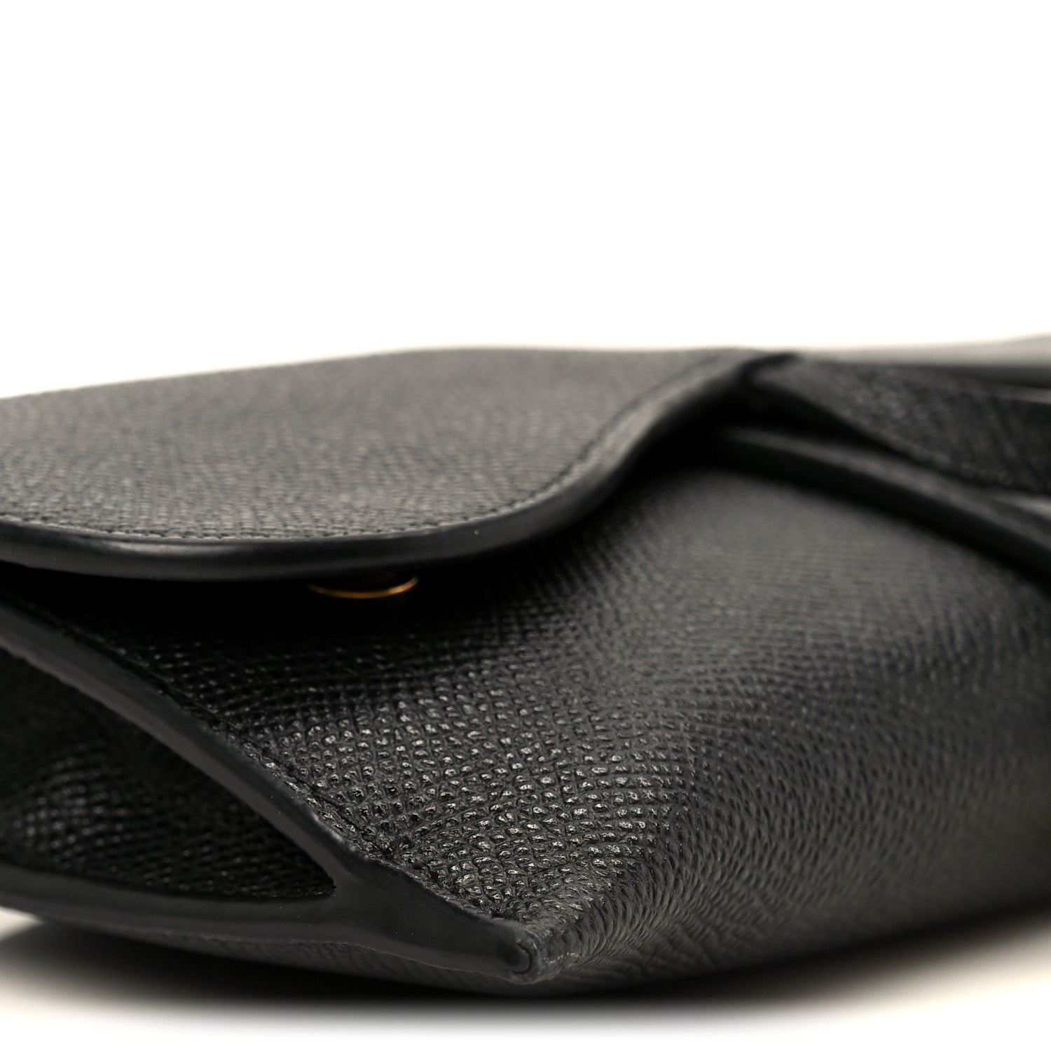 Grained Calfskin Saddle Chain Wallet Pouch Black