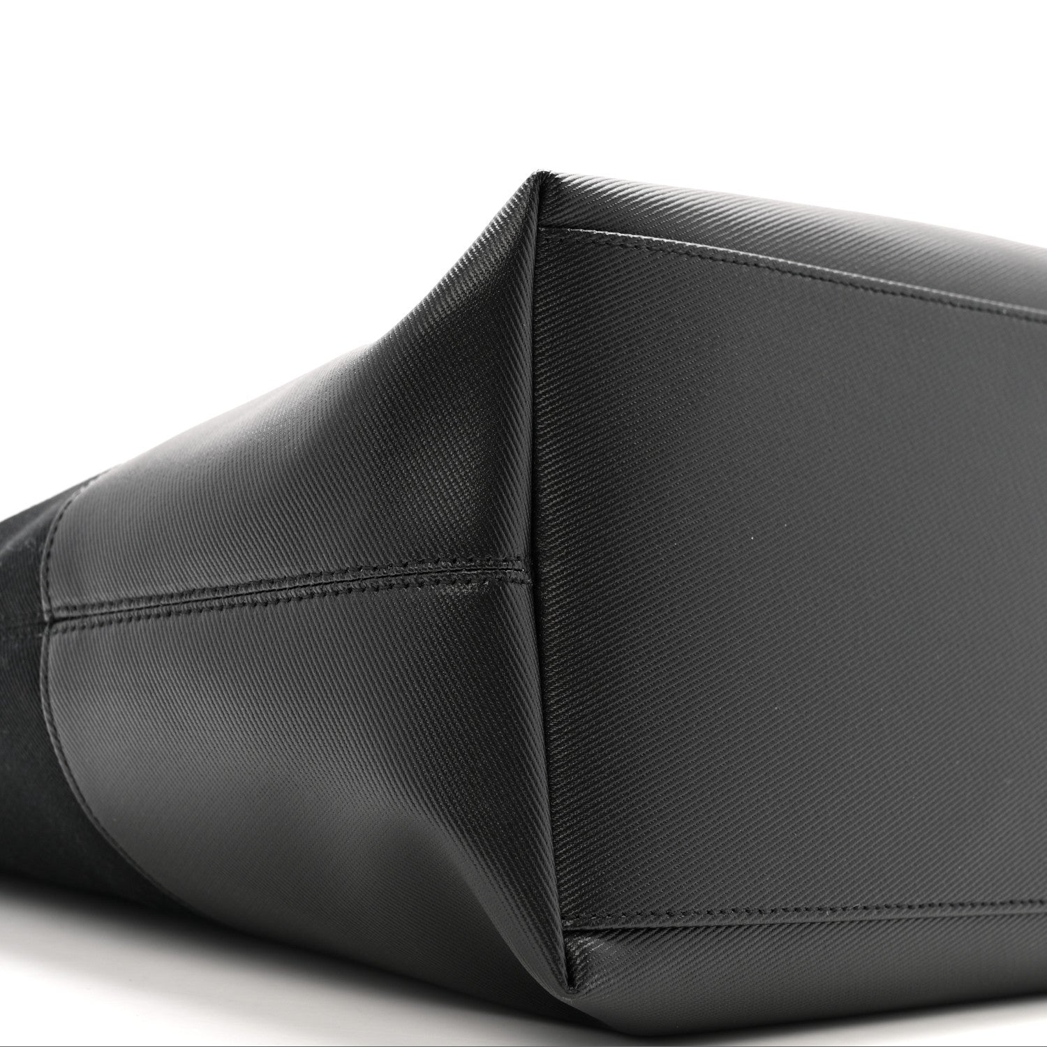 Canvas Calfskin T-Bar Shopping Bag Black