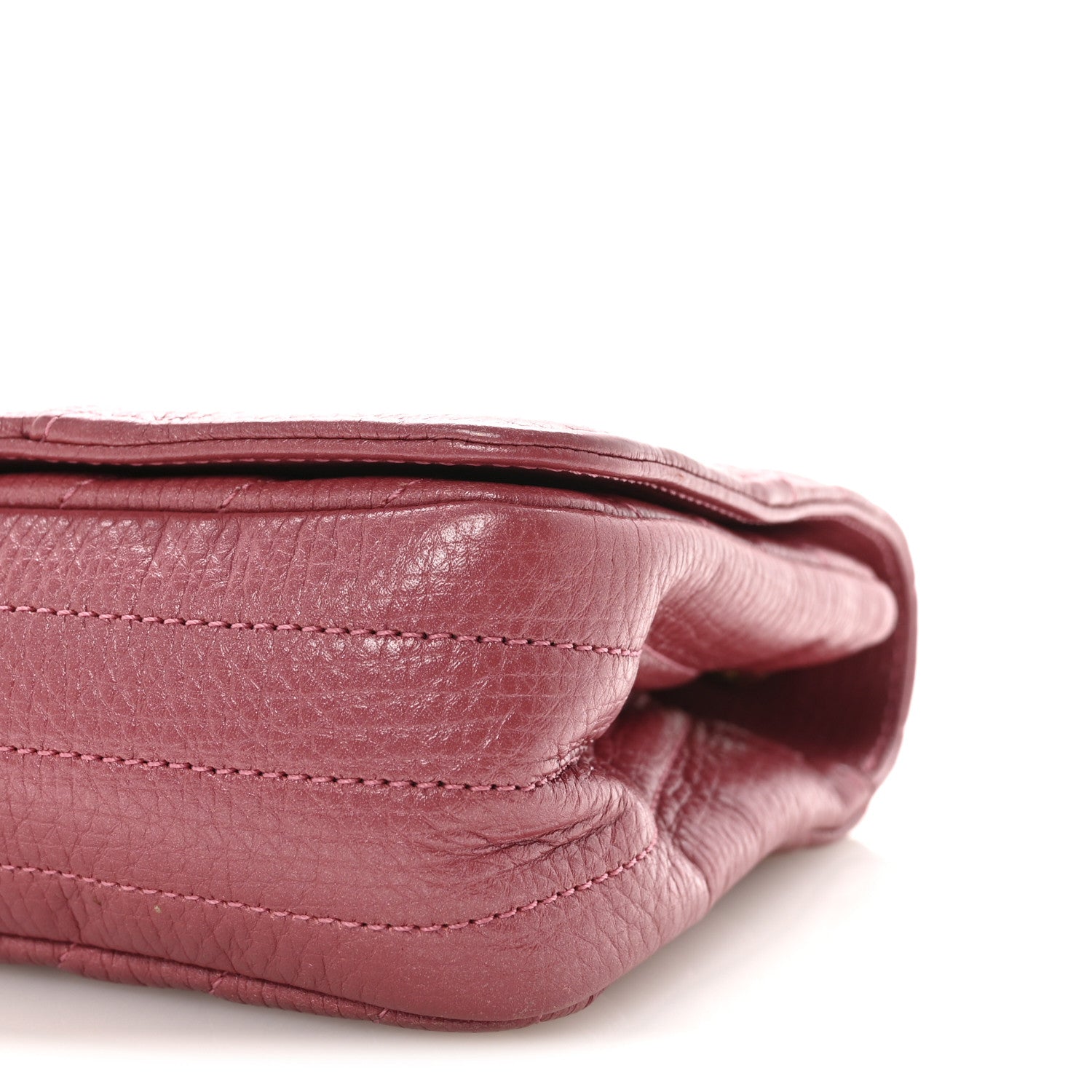 Metallic Calfskin Chevron Quilted Small Statement Flap Pink