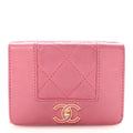 Sheepskin Quilted Vintage Mademoiselle Trifold Wallet Dark Pink