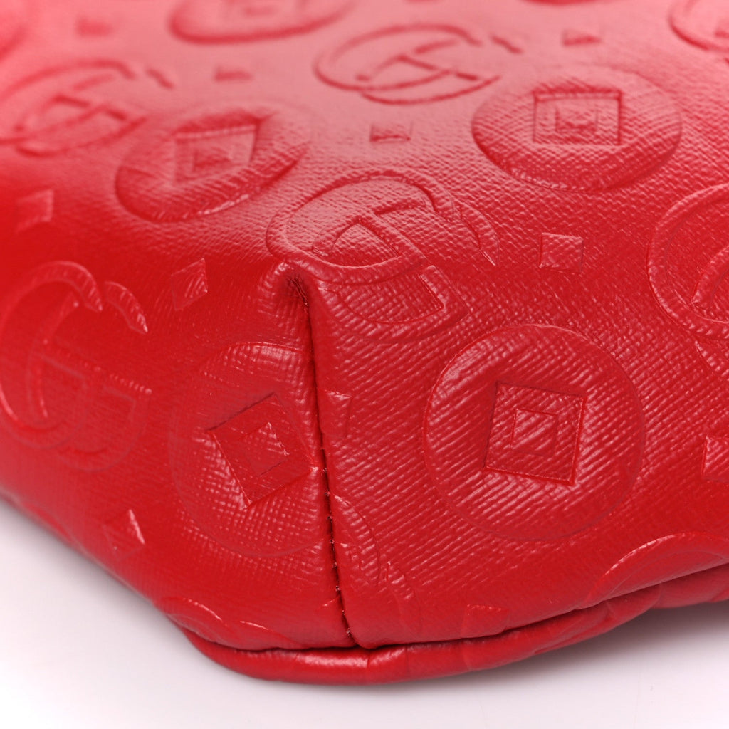 Calfskin Double G Embossed Childrens Belt Bag Red