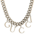 Metal Script Choker Necklace Silver