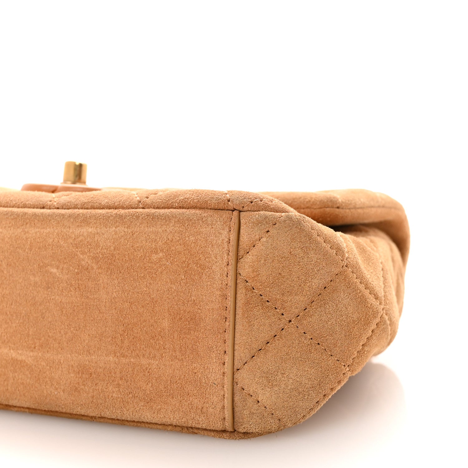 Suede Quilted Mini Flap Dark Beige
