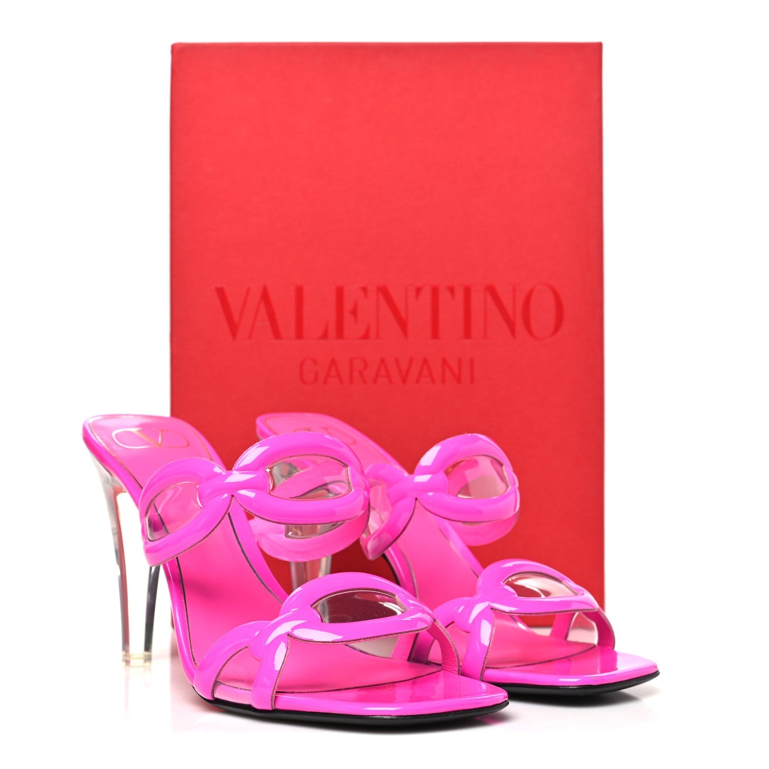 Patent PVC Chain 1967 100mm Sandals 40 Pink