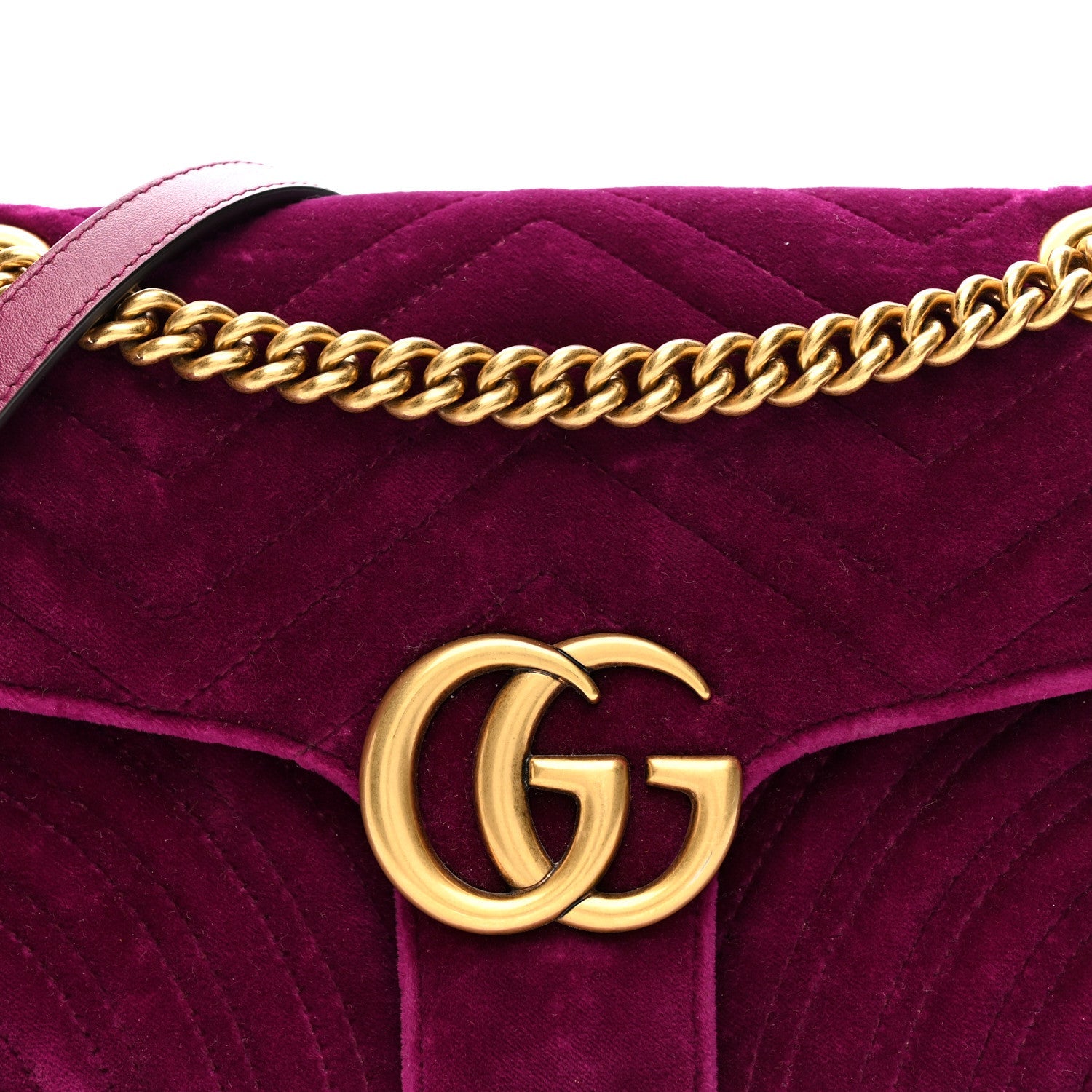 Velvet Matelasse Small GG Marmont Shoulder Bag Fuchsia Violet Cyclamen