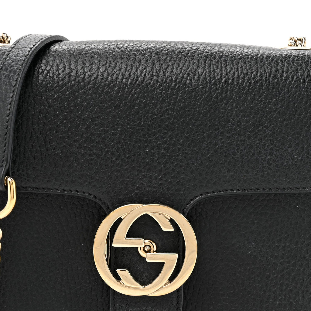 Dollar Calfskin Small Interlocking G Shoulder Bag Black