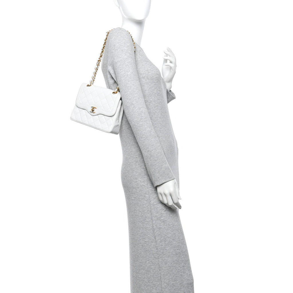 Lambskin Quilted Small Flap White