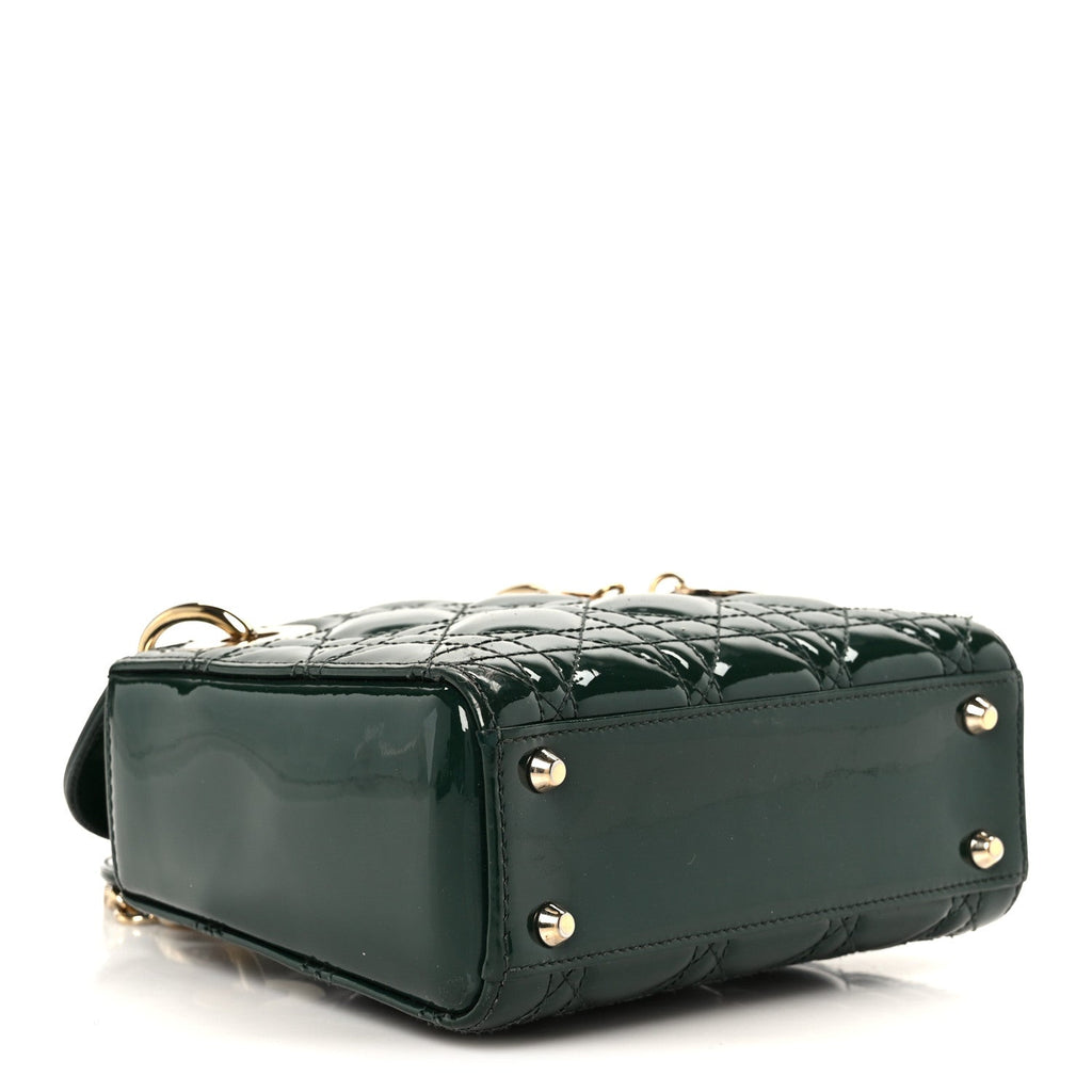 Patent Cannage Mini Lady Dior Pine Green