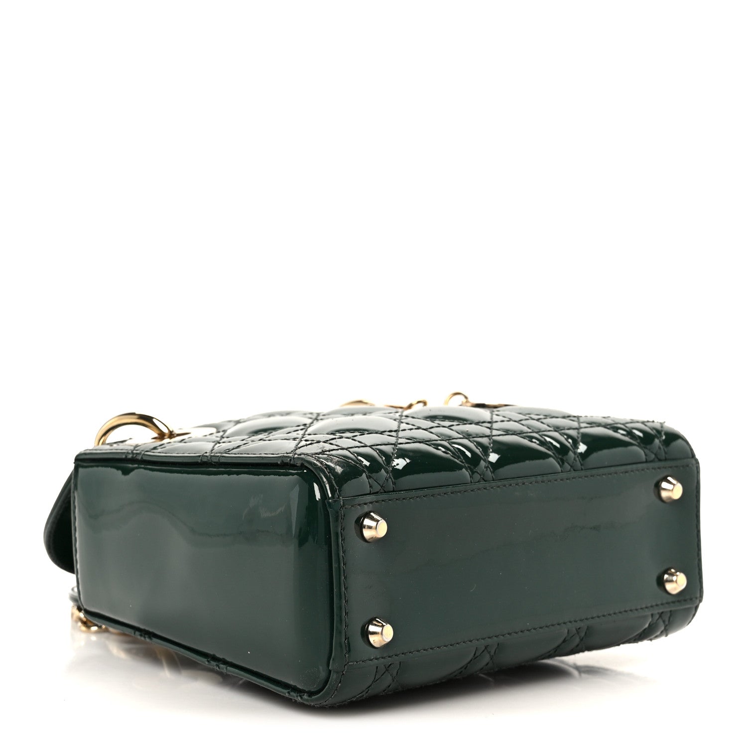 Patent Cannage Mini Lady Dior Pine Green