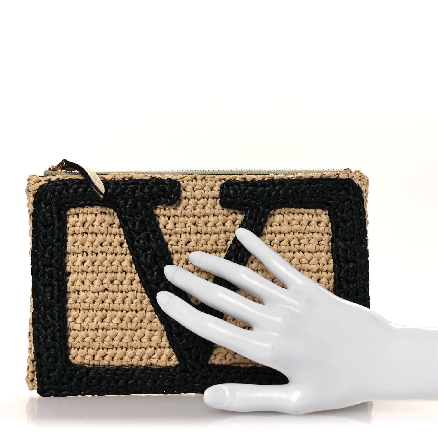 Raffia Viva Superstar Clutch Naturale Black