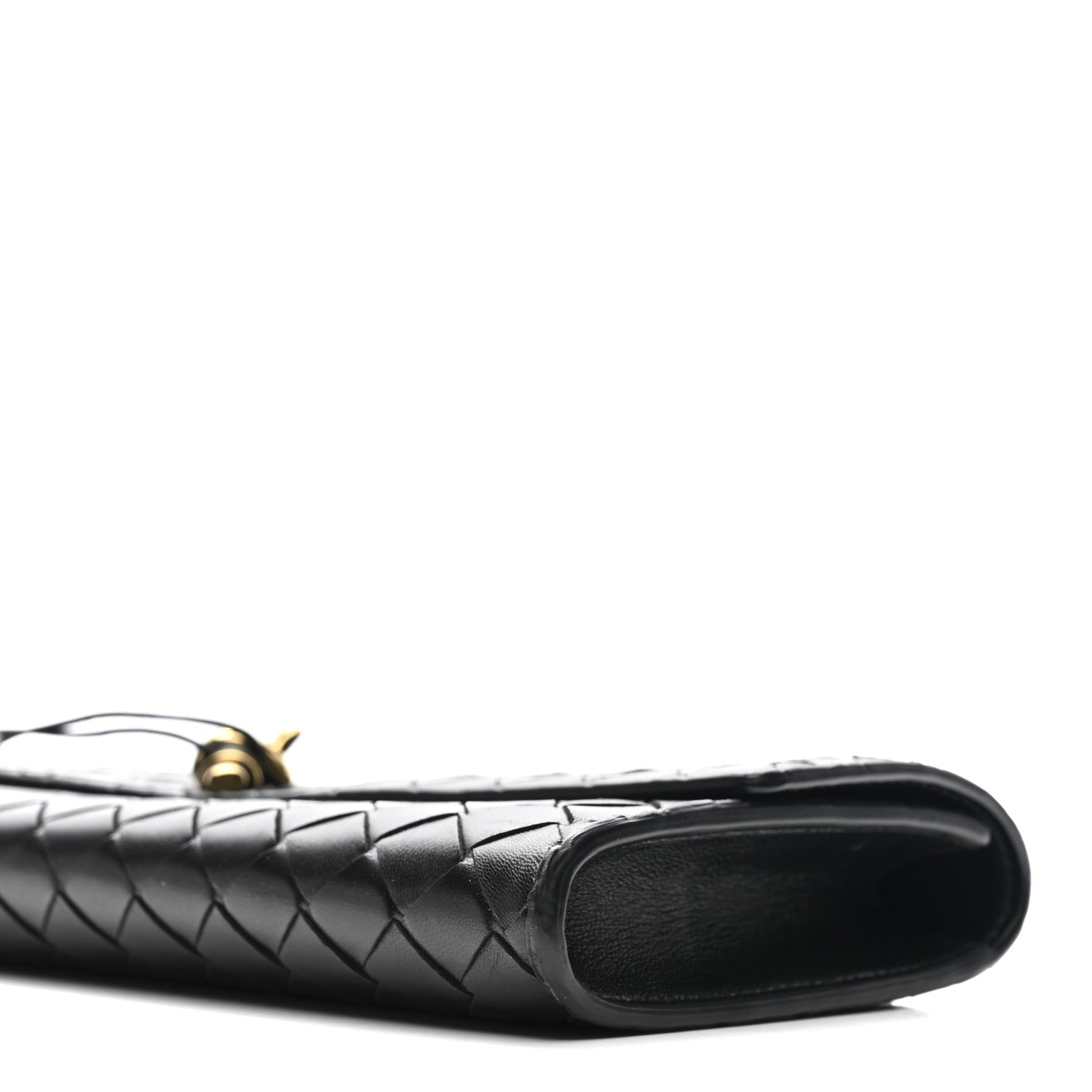 Nappa Intrecciato Long Andiamo Top Handle Clutch Black