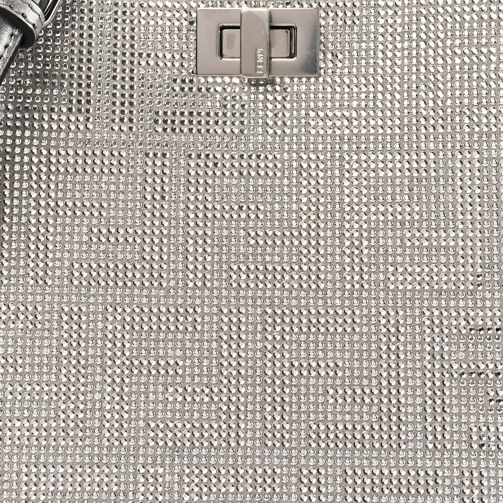 Crystal Vitello Laminato FF Petite Peekaboo I SEE U Satchel Crystal Argento