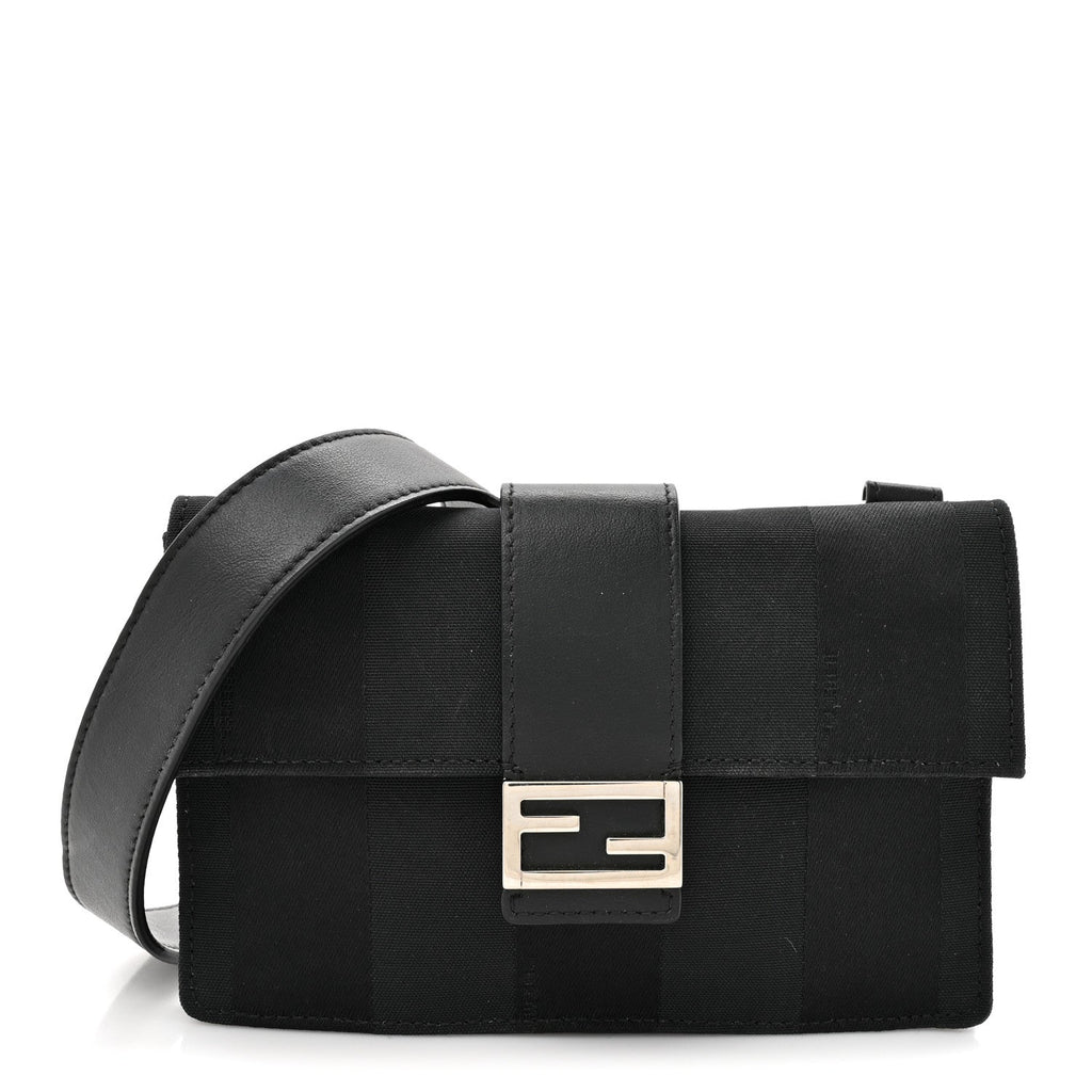 Recycled Nylon Vitello Grace Light Pequin Baguette Belt Pouch Black