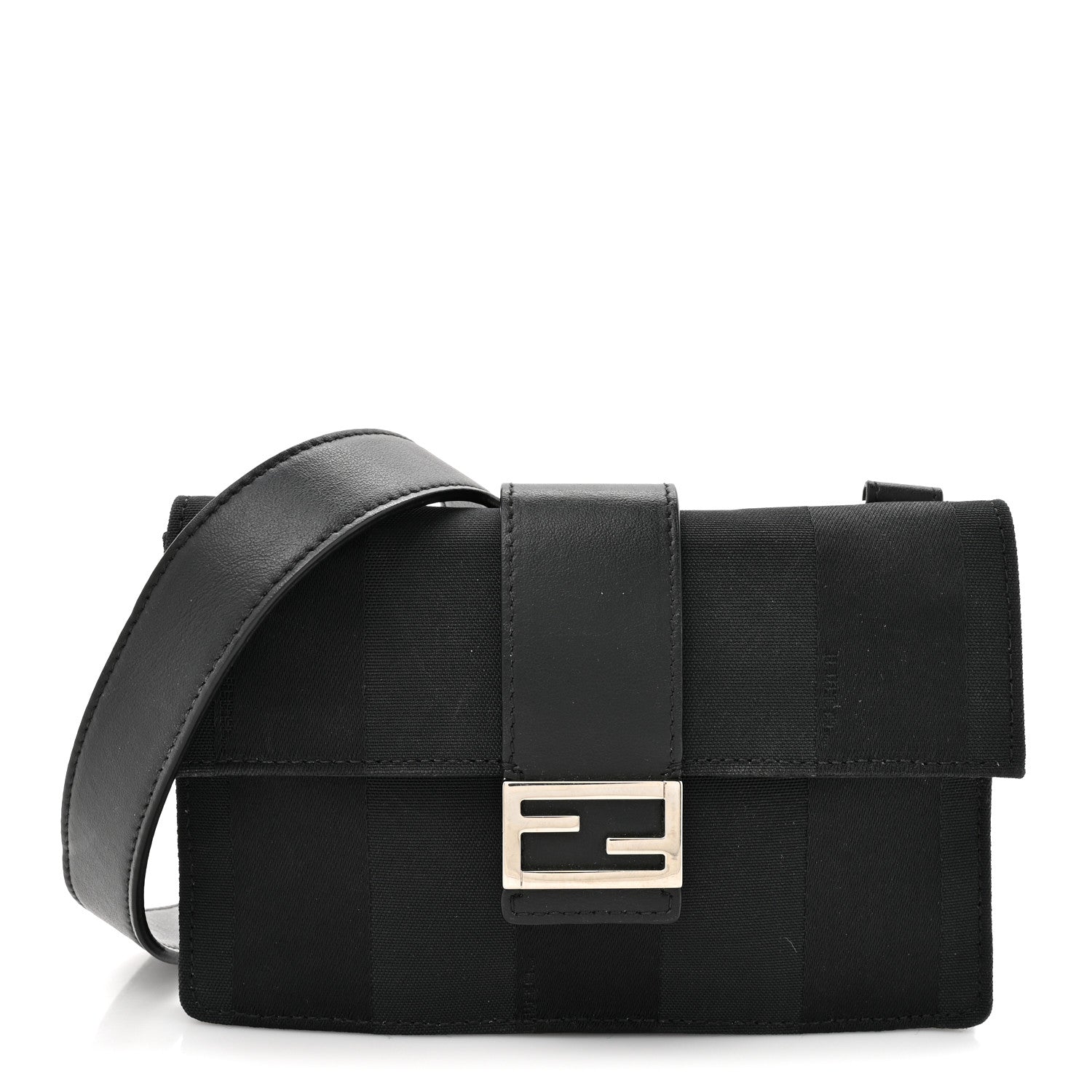 Recycled Nylon Vitello Grace Light Pequin Baguette Belt Pouch Black