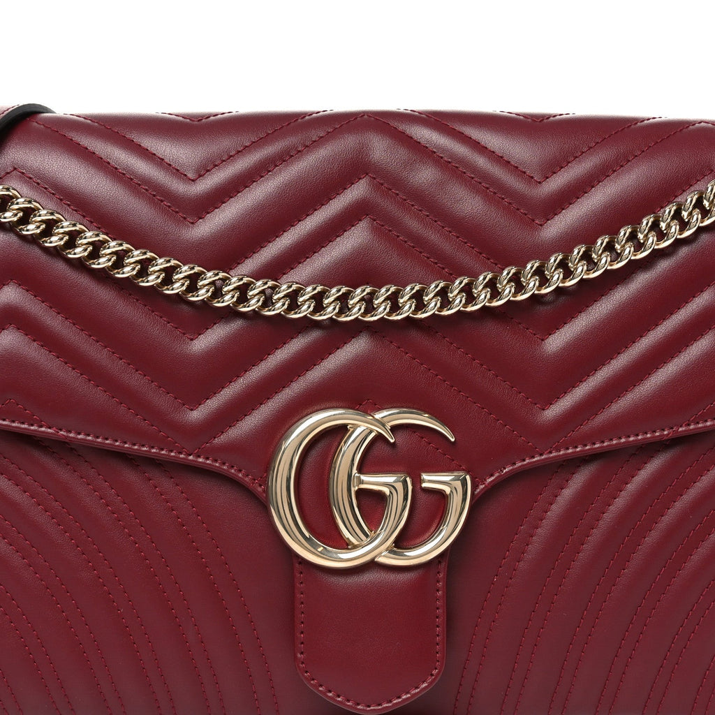 Calfskin Matelasse Large Horizontal GG Marmont Shoulder Bag Black
