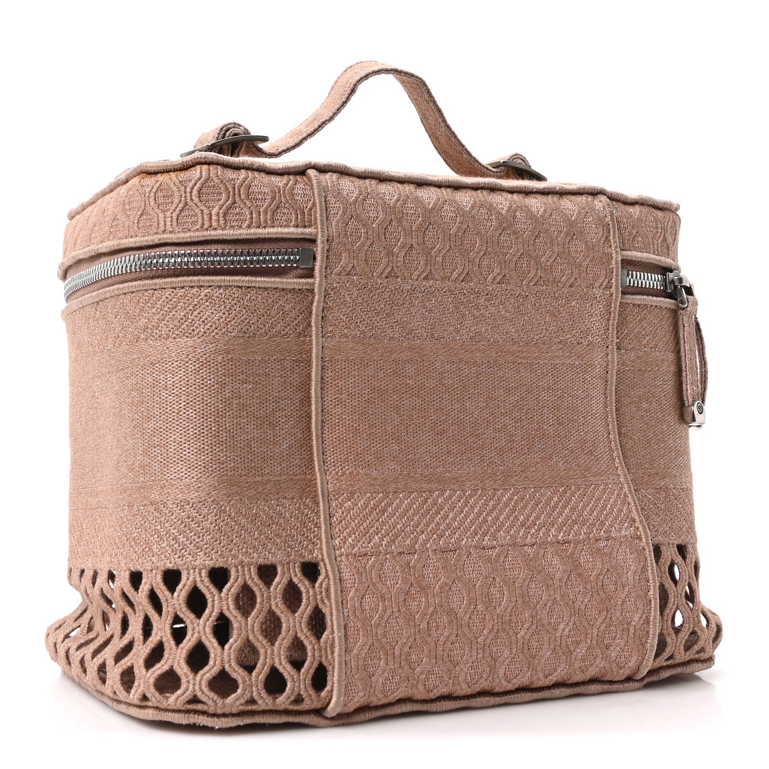 Mesh Embroidered Diortravel Vanity Case Clay